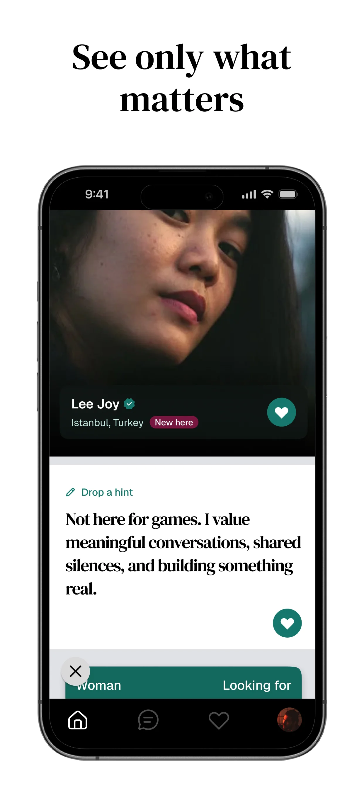 Authentic user profiles on Turtle with thoughtful prompts and personality-driven content